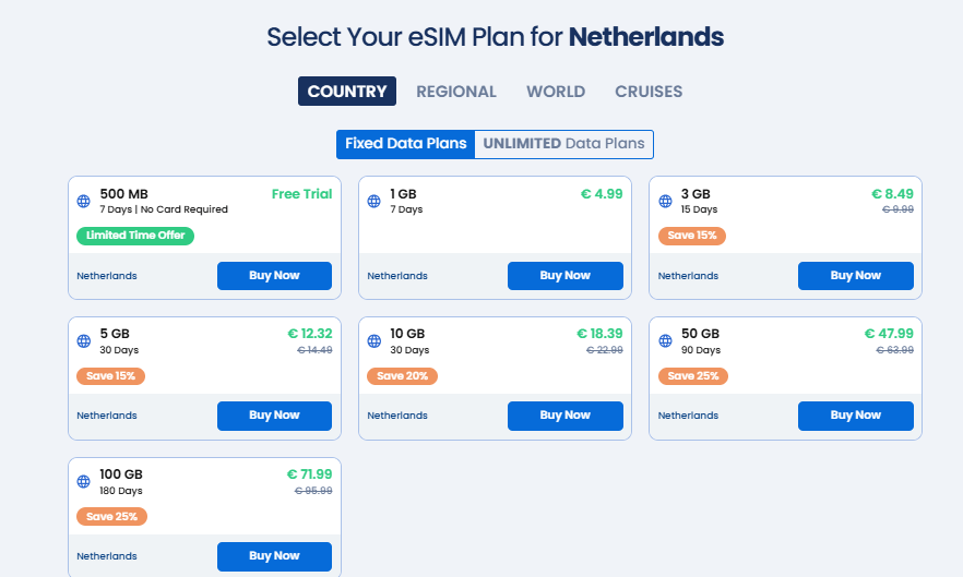 gigsky esim homepage, alternative for netherlands sim card