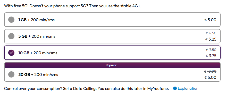 youfone, sim card provider netherlands