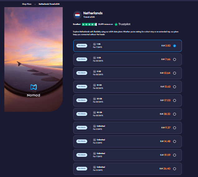 nomad esim homepage, netherlands sim card alternative