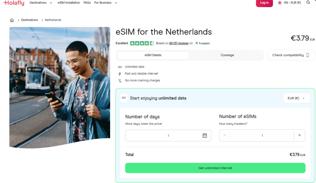 holafly esim homepage, netherlands sim card alternative