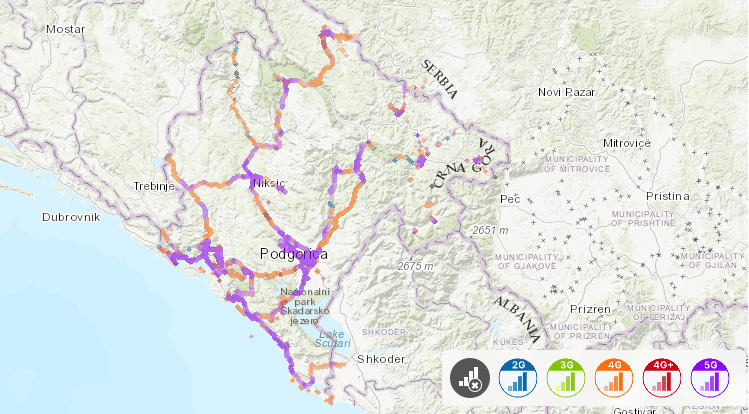 crnogorski telekom coverage map