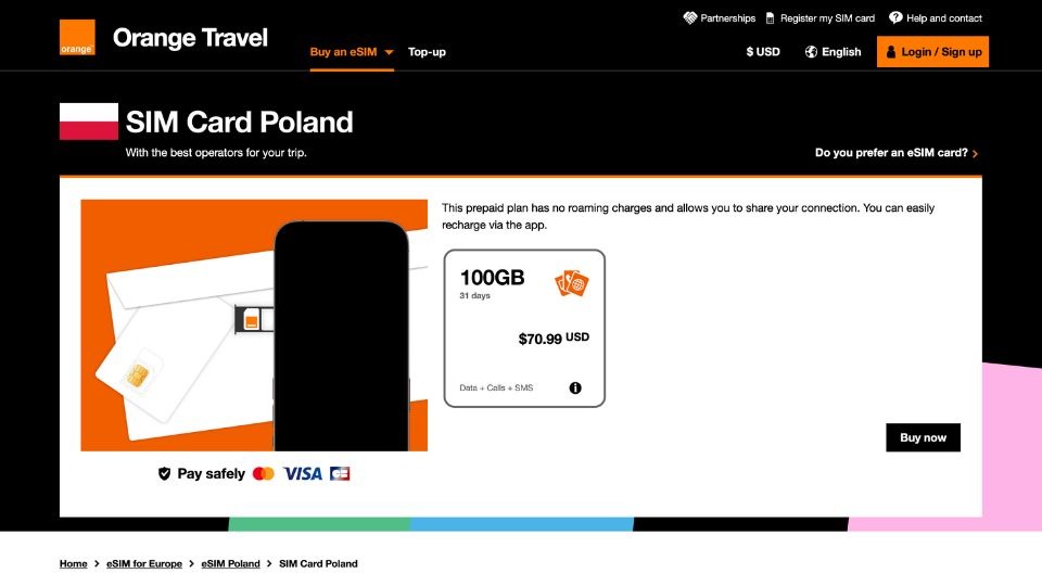orange sim card for poland